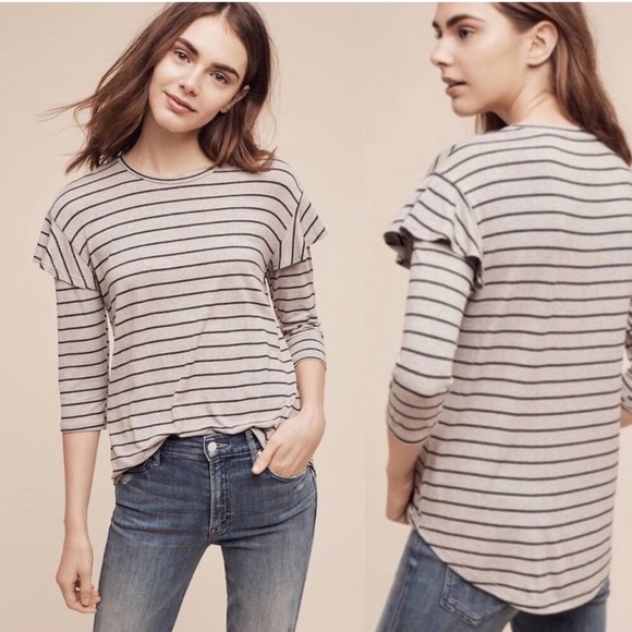 Anthropologie Tops - Left Coast Dolan > Striped Quarter Sleeve Top Medium
